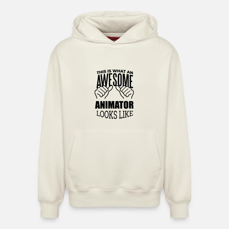 Animateur - Sweat à capuche unisexe décontracté en coton biologique – de SPREAD - blanc cassé