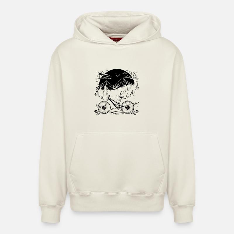 Graphismes de VTT - Sweat à capuche unisexe décontracté en coton biologique – de SPREAD - blanc cassé