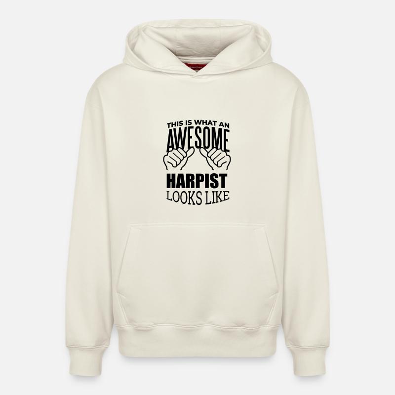 harpe - Sweat à capuche unisexe décontracté en coton biologique – de SPREAD - blanc cassé