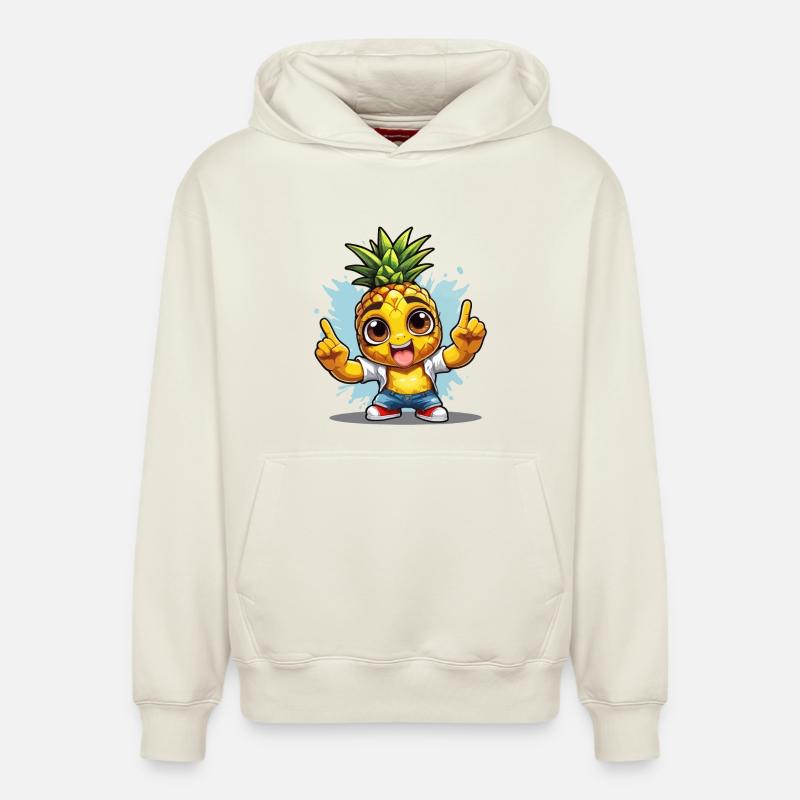 Ananas de bonne humeur - Sweat à capuche unisexe décontracté en coton biologique – de SPREAD - blanc cassé