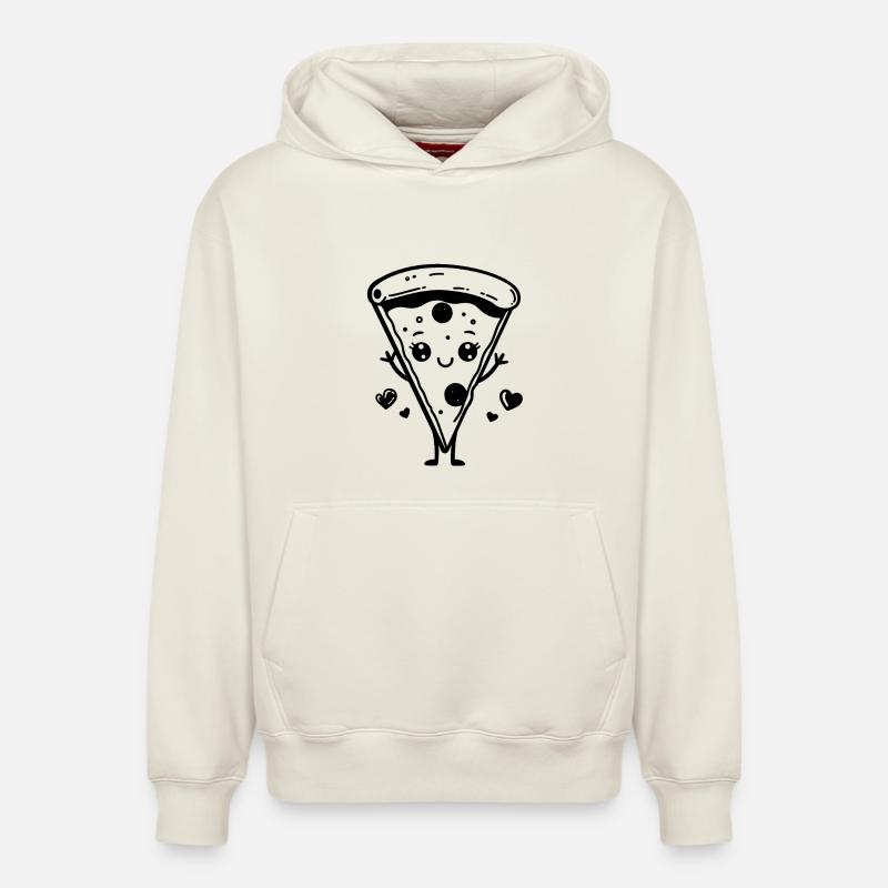 Pizza Caricature - Sweat à capuche unisexe décontracté en coton biologique – de SPREAD - blanc cassé