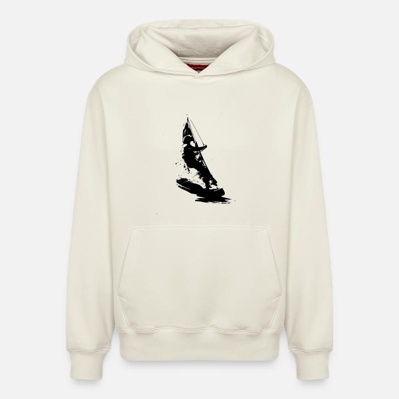 Planche à voile - Sweat à capuche unisexe décontracté en coton biologique – de SPREAD - blanc cassé