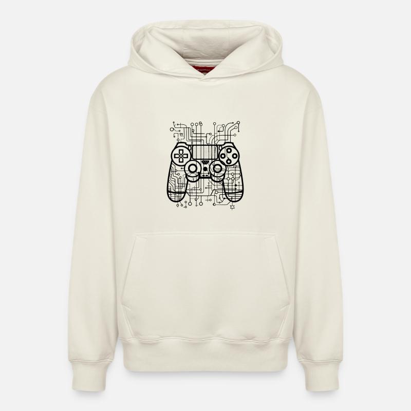 Manettes de jeu - Sweat à capuche unisexe décontracté en coton biologique – de SPREAD - blanc cassé