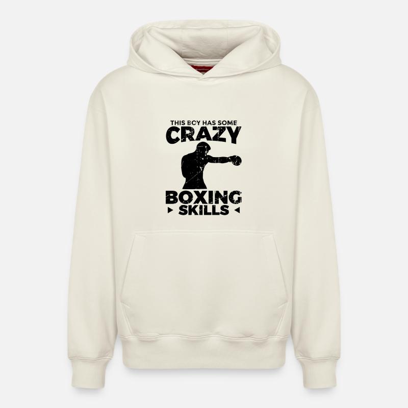 Boxer garçon - Sweat à capuche unisexe décontracté en coton biologique – de SPREAD - blanc cassé