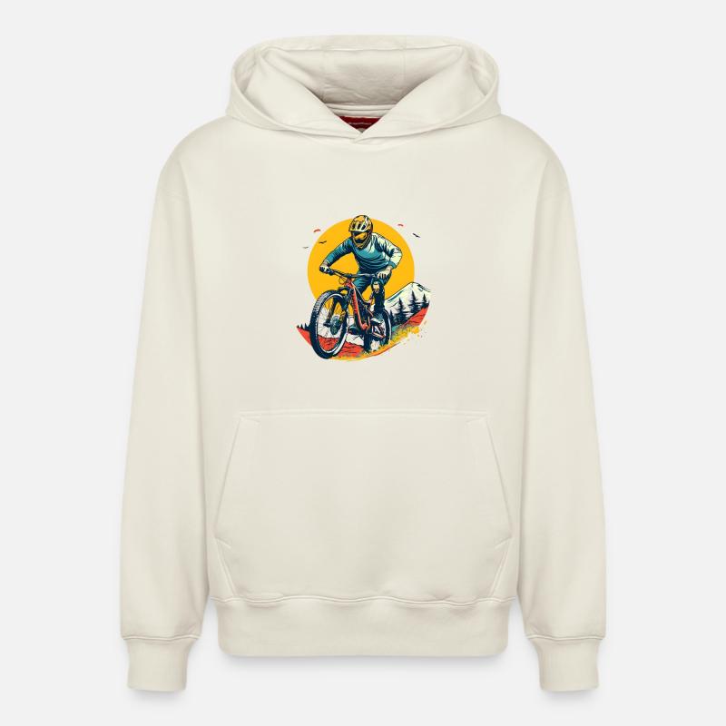 Illustration VTT - Sweat à capuche unisexe décontracté en coton biologique – de SPREAD - blanc cassé
