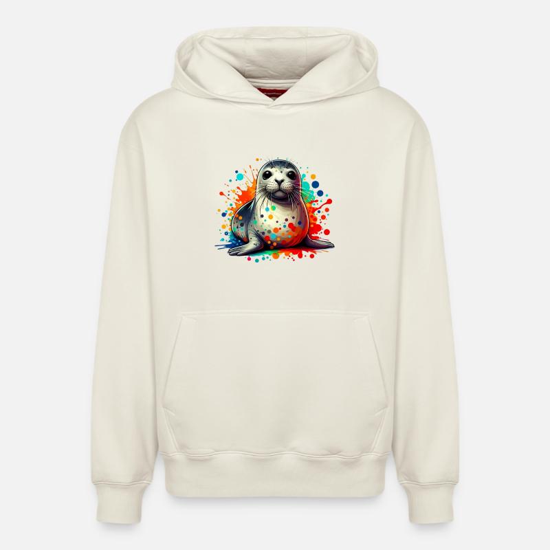 Phoque - Sweat à capuche unisexe décontracté en coton biologique – de SPREAD - blanc cassé