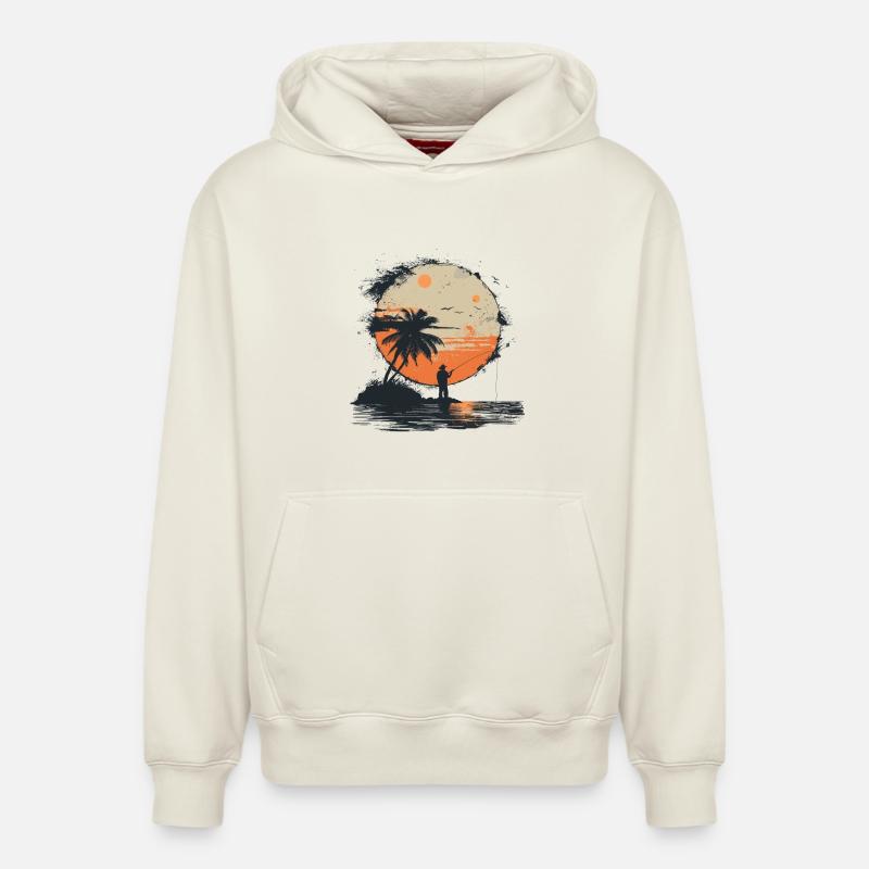 Graphique de pêche - Sweat à capuche unisexe décontracté en coton biologique – de SPREAD - blanc cassé