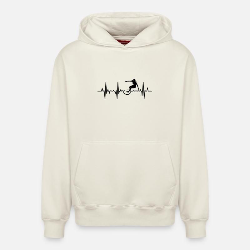 Cardiogramme du surfeur - Sweat à capuche unisexe décontracté en coton biologique – de SPREAD - blanc cassé