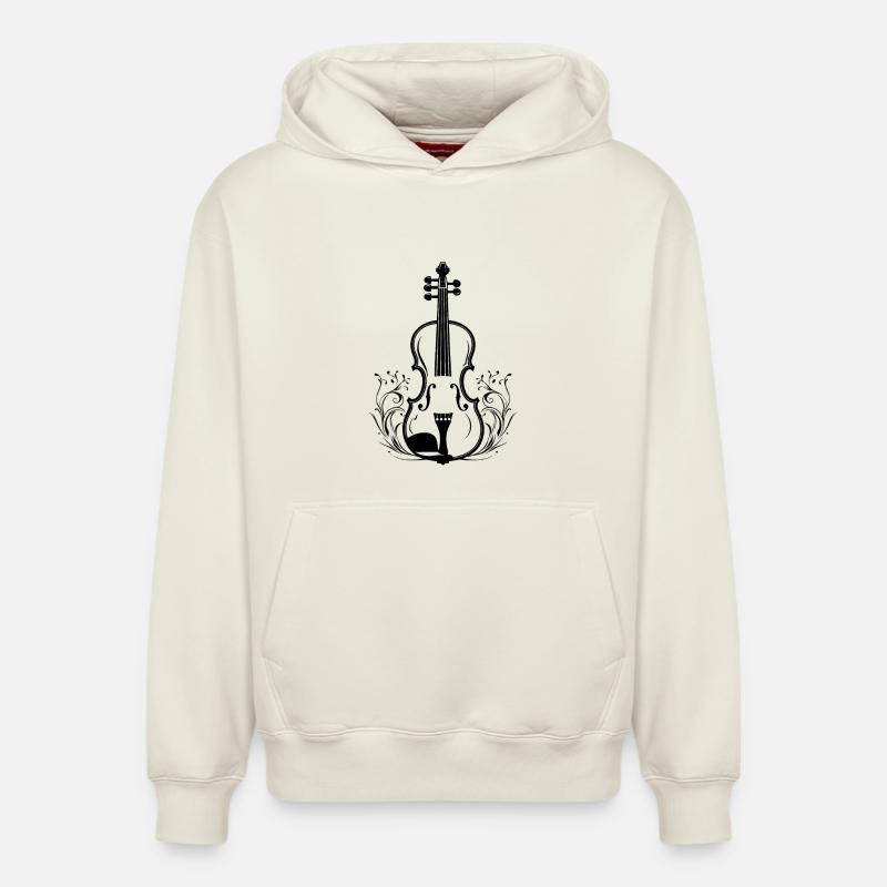 Dessin de violon - Sweat à capuche unisexe décontracté en coton biologique – de SPREAD - blanc cassé