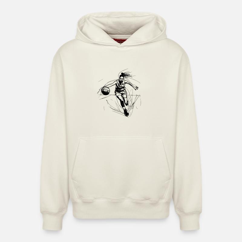 Basketteuse - Sweat à capuche unisexe décontracté en coton biologique – de SPREAD - blanc cassé