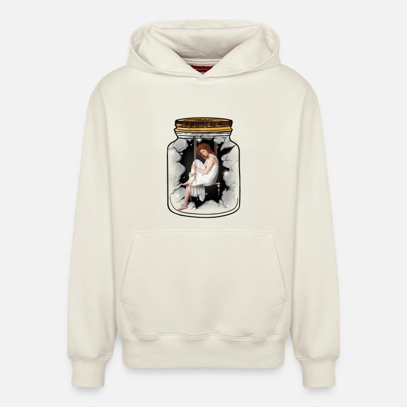 Émotions, sentiments, dépression, solitude - Sweat à capuche unisexe décontracté en coton biologique – de SPREAD - blanc cassé