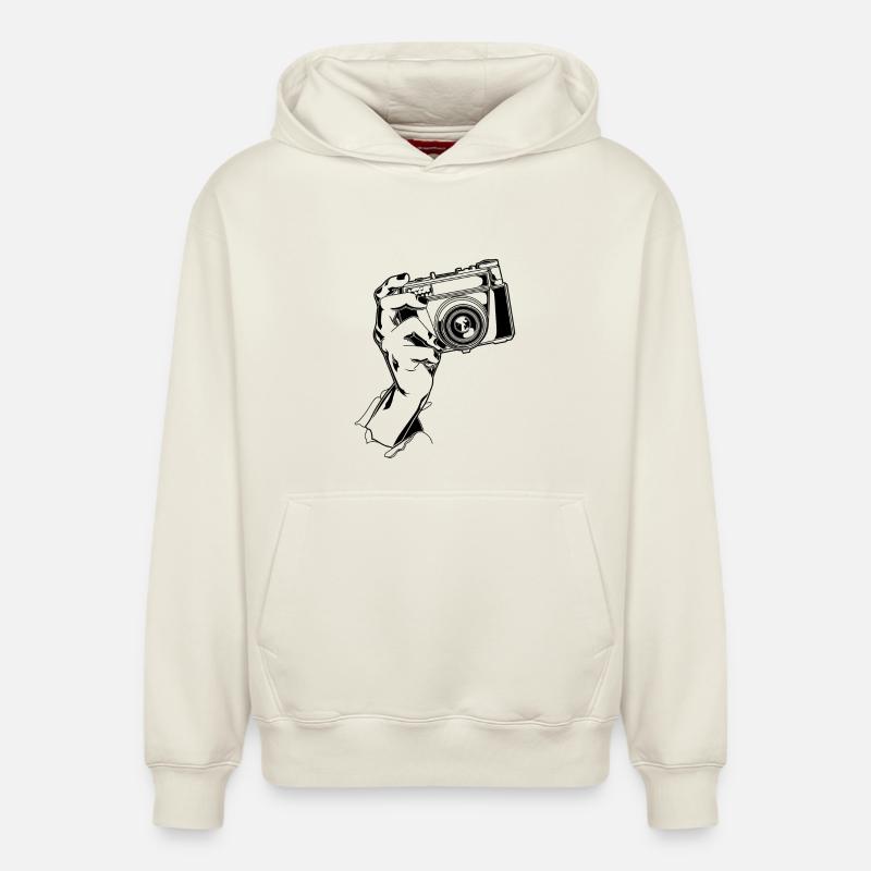 Photographe Graphisme - Sweat à capuche unisexe décontracté en coton biologique – de SPREAD - blanc cassé