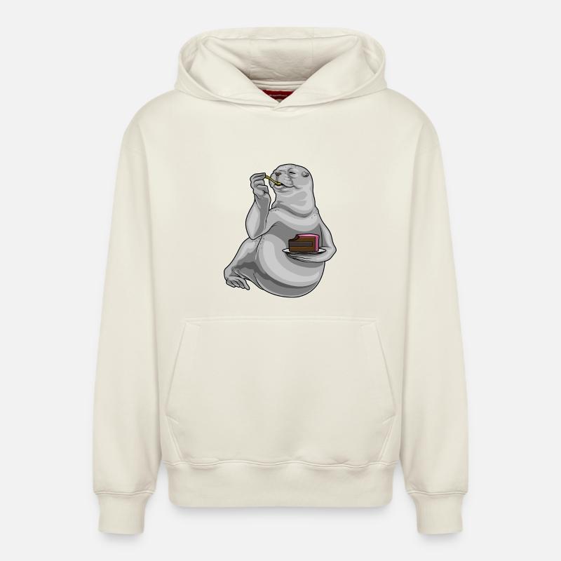 Gâteau d’anniversaire de phoque - Sweat à capuche unisexe décontracté en coton biologique – de SPREAD - blanc cassé