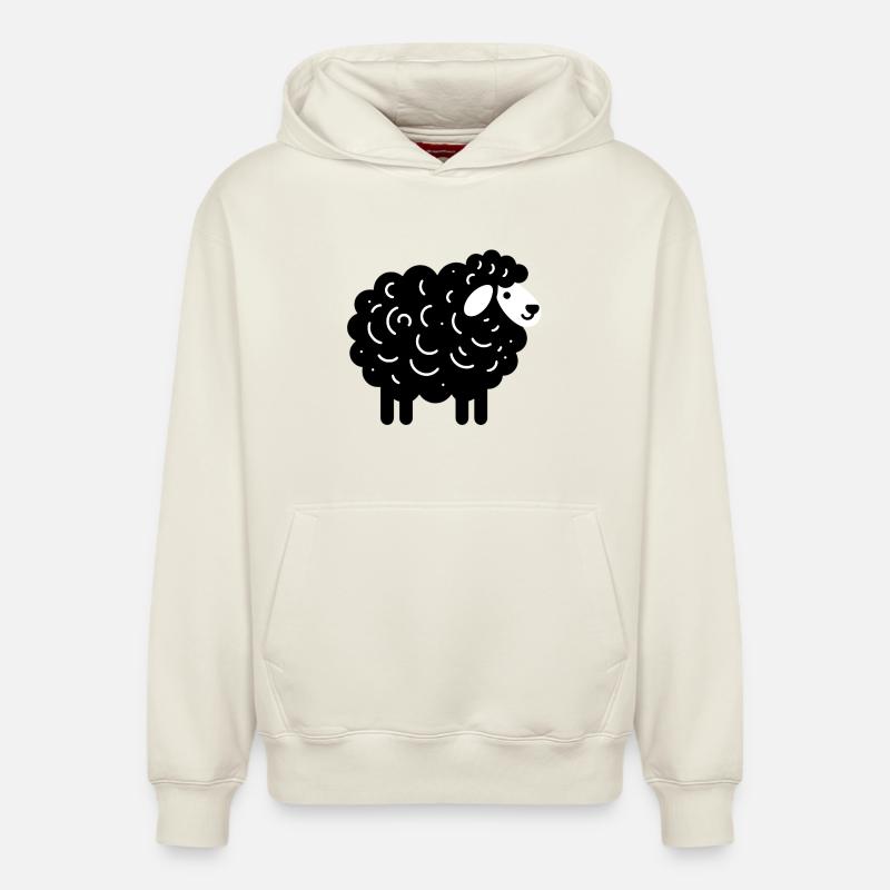 Mouton noir - Sweat à capuche unisexe décontracté en coton biologique – de SPREAD - blanc cassé