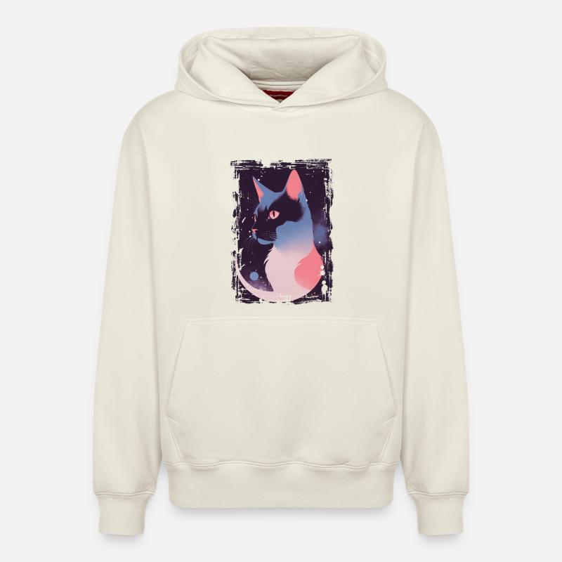 Chat mystique - Sweat à capuche unisexe décontracté en coton biologique – de SPREAD - blanc cassé