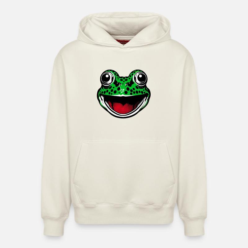 Grenouille - Sweat à capuche unisexe décontracté en coton biologique – de SPREAD - blanc cassé