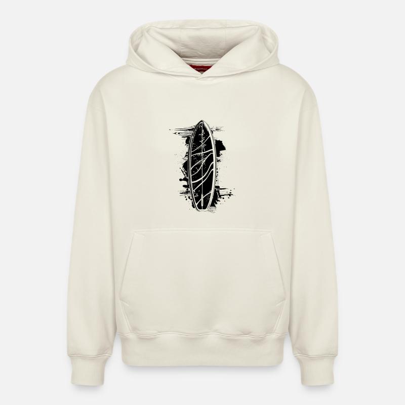 Planche de surf - Sweat à capuche unisexe décontracté en coton biologique – de SPREAD - blanc cassé