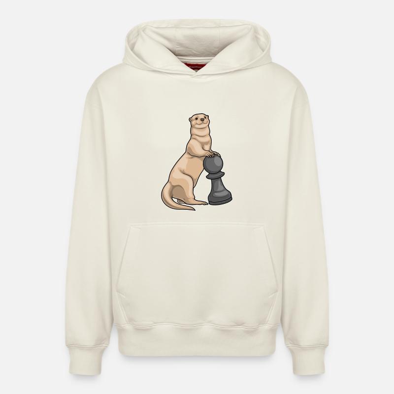 Otter Schachfigur Bauer Schach - Relaxed Unisex Organic Hoodie – von SPREAD - Naturweiß