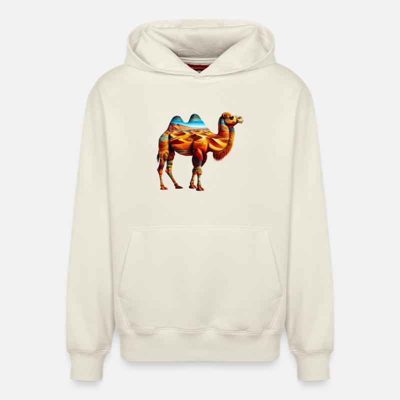 Kamel - Relaxed Unisex Organic Hoodie – von SPREAD - Naturweiß