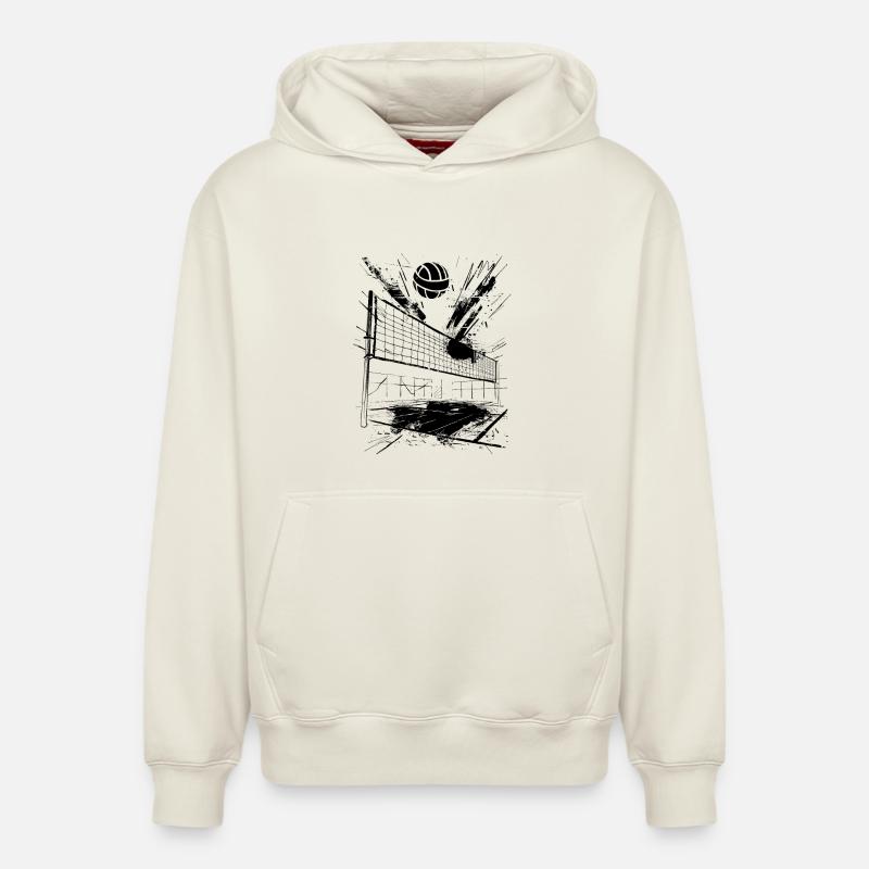 Graphiques de volley-ball - Sweat à capuche unisexe décontracté en coton biologique – de SPREAD - blanc cassé
