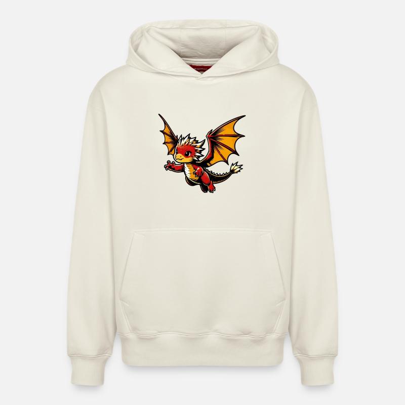 Dragon - Sweat à capuche unisexe décontracté en coton biologique – de SPREAD - blanc cassé