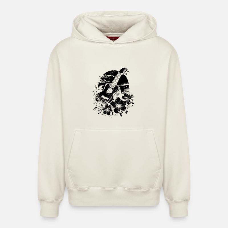 Graphiques Ukulele - Sweat à capuche unisexe décontracté en coton biologique – de SPREAD - blanc cassé