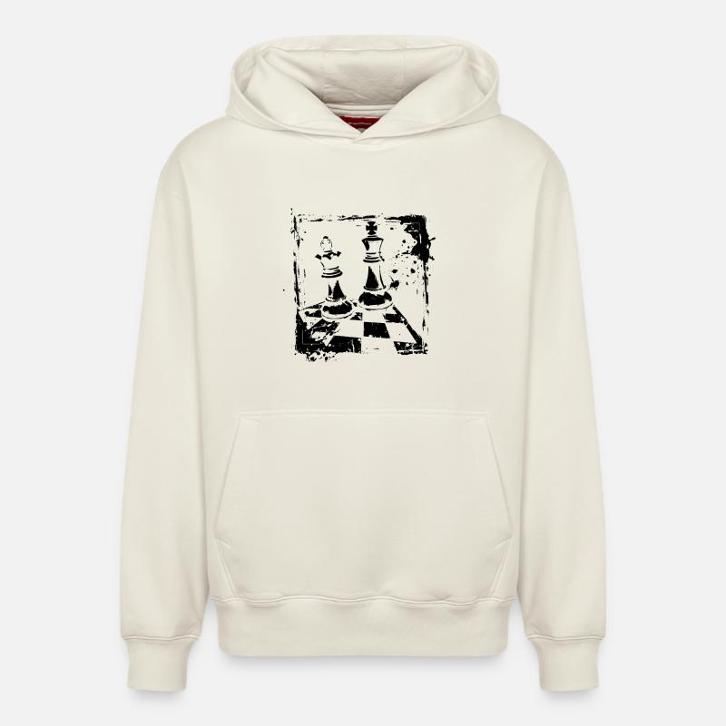 Échecs - Sweat à capuche unisexe décontracté en coton biologique – de SPREAD - blanc cassé