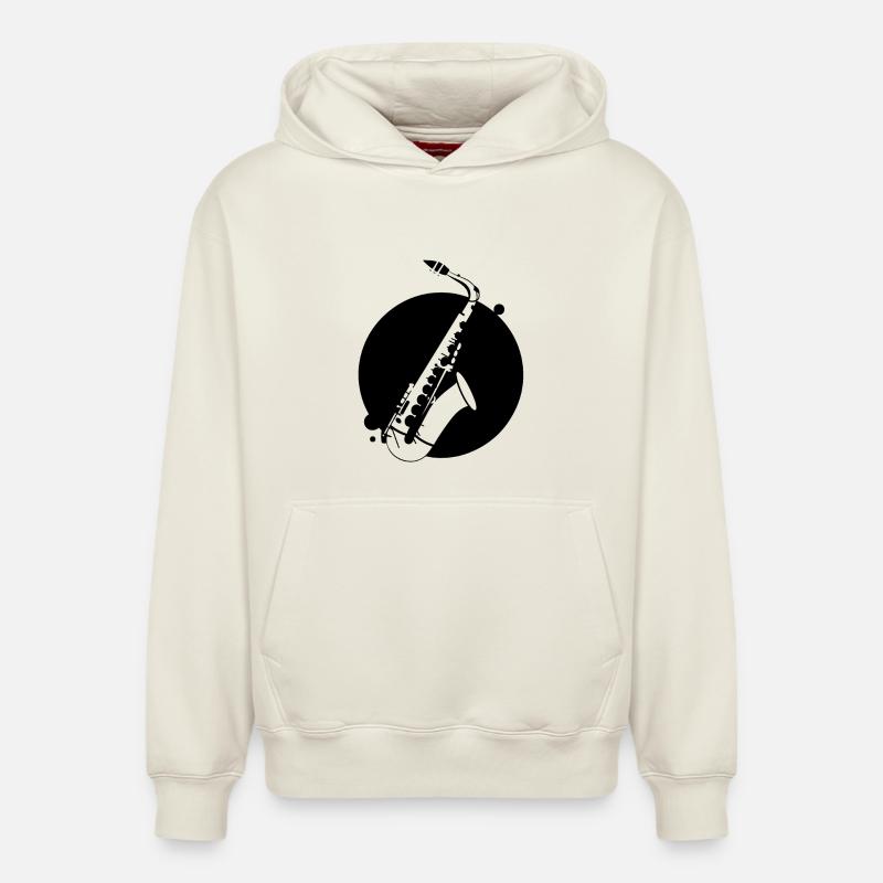 Saxophone - Sweat à capuche unisexe décontracté en coton biologique – de SPREAD - blanc cassé