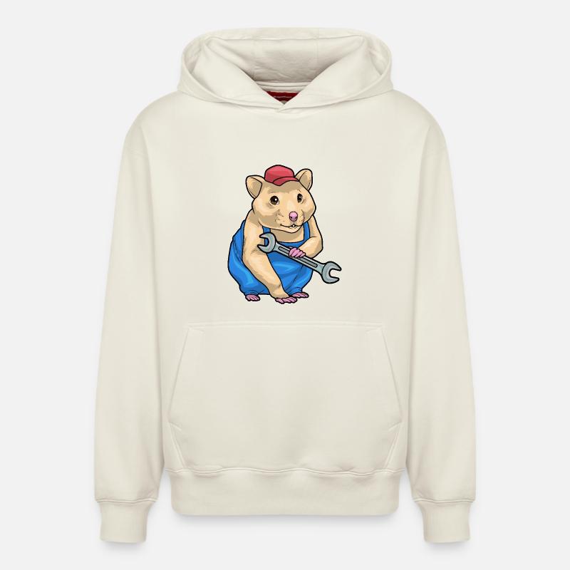 Clé mécanique hamster - Sweat à capuche unisexe décontracté en coton biologique – de SPREAD - blanc cassé