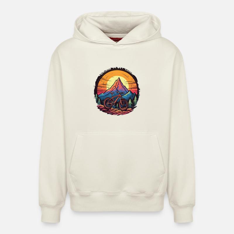 VTT style dessin animé - Sweat à capuche unisexe décontracté en coton biologique – de SPREAD - blanc cassé