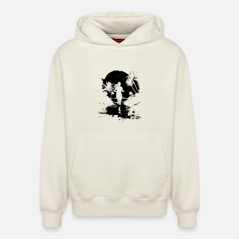 Dessin du coureur - Sweat à capuche unisexe décontracté en coton biologique – de SPREAD - blanc cassé