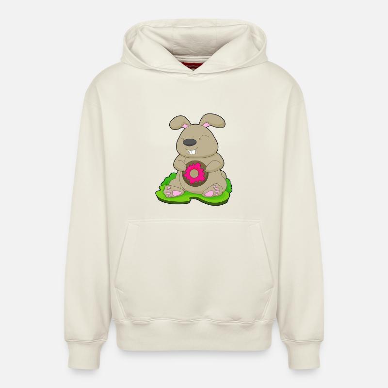 Beignet lapin - Sweat à capuche unisexe décontracté en coton biologique – de SPREAD - blanc cassé