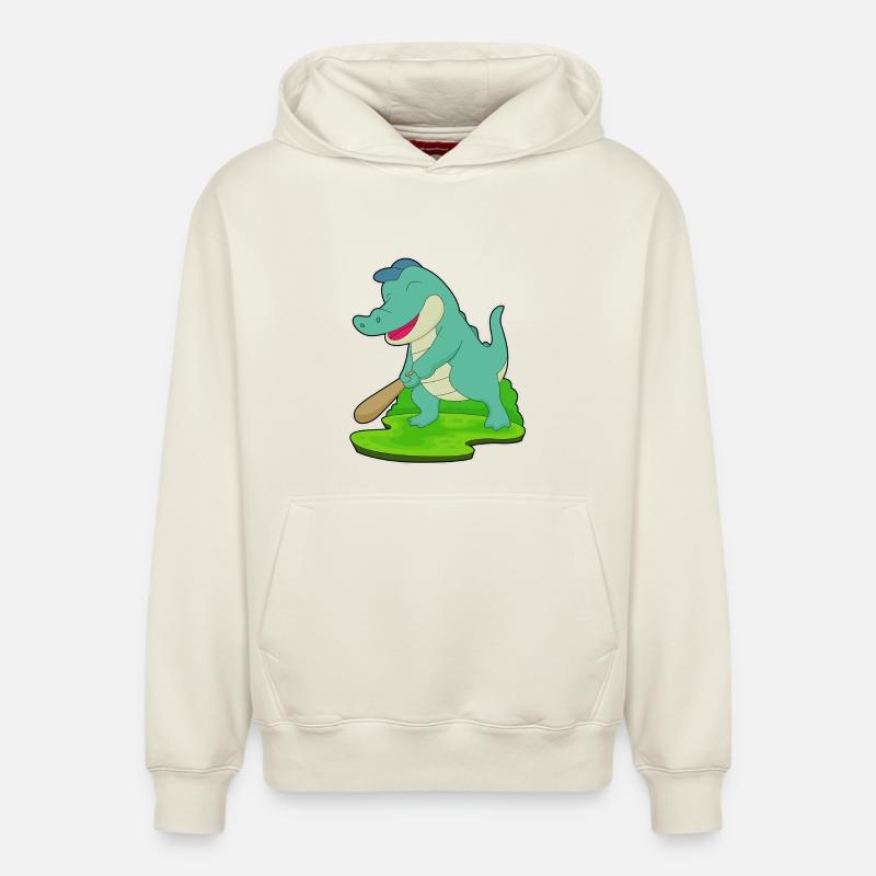 Bâton de baseball Crocodile - Sweat à capuche unisexe décontracté en coton biologique – de SPREAD - blanc cassé