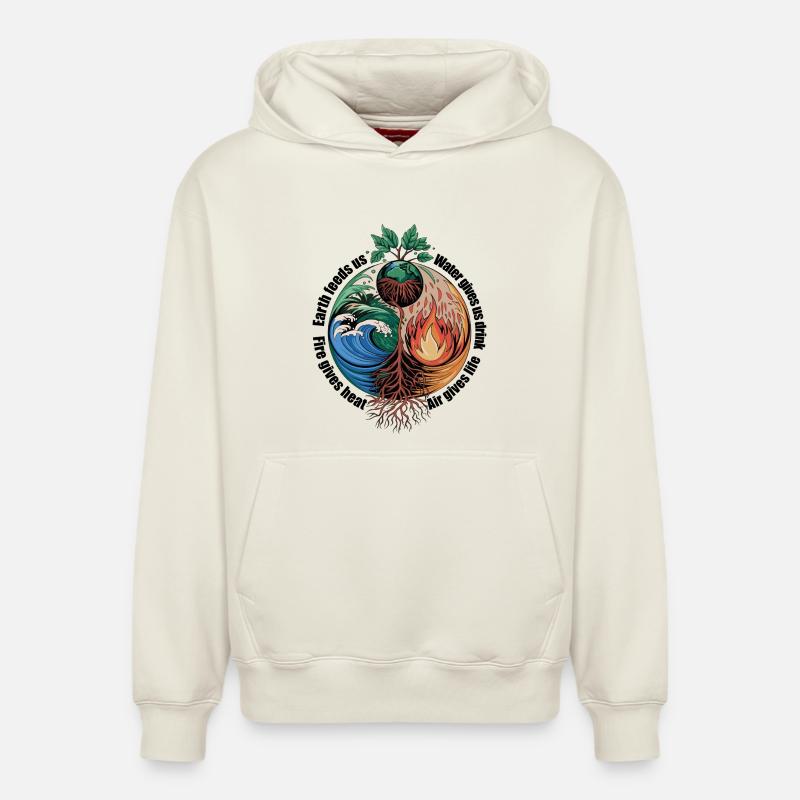 Vier-Elemente-Baum - Erde, Wasser, Feuer, Luft - Relaxed Unisex Organic Hoodie – von SPREAD - Naturweiß