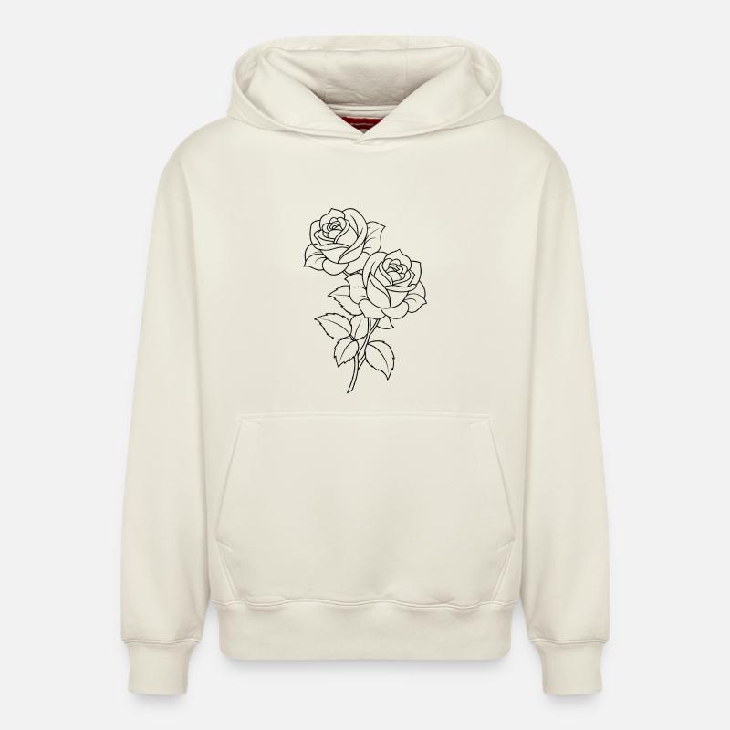 Roses - Fleurs - Fleurs - Dicton - Sweat à capuche unisexe décontracté en coton biologique – de SPREAD - blanc cassé