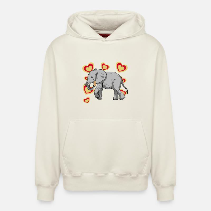 Éléphant Éléphant Enfants Cacahuète - Sweat à capuche unisexe décontracté en coton biologique – de SPREAD - blanc cassé