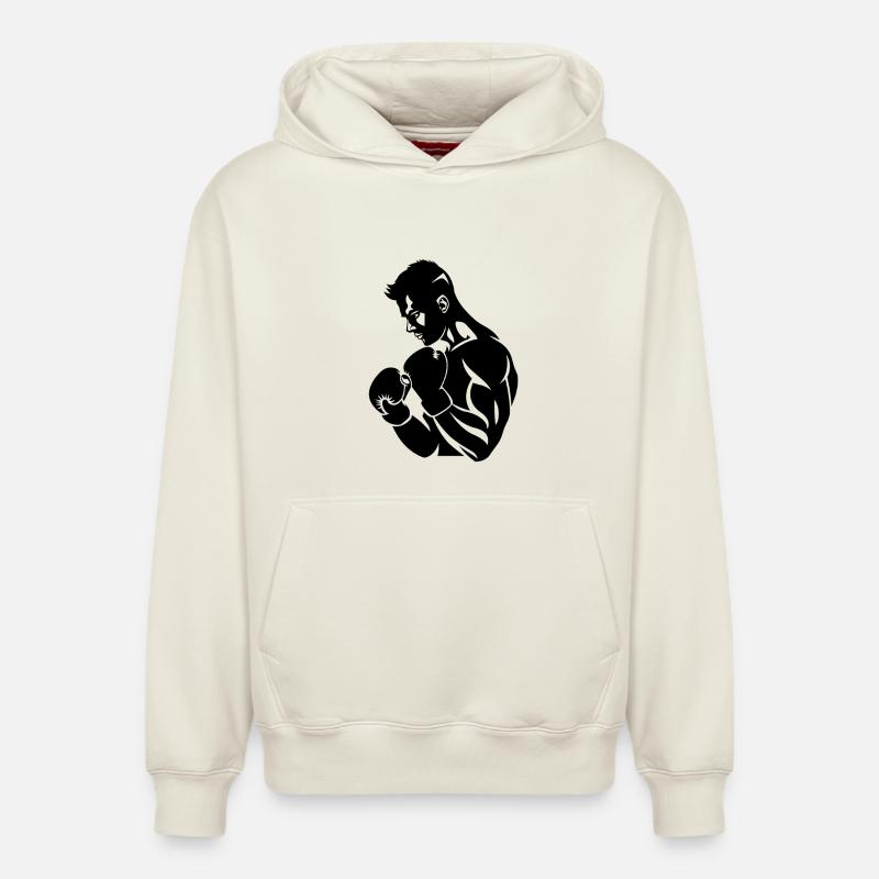 Boxeur - Sweat à capuche unisexe décontracté en coton biologique – de SPREAD - blanc cassé