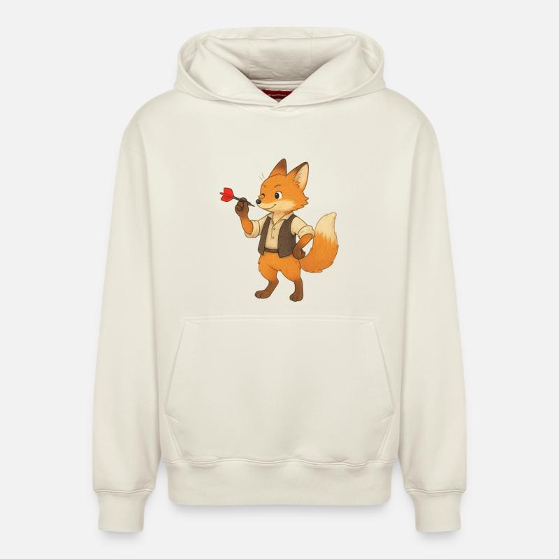 Fuchs beim Darten - Relaxed Unisex Organic Hoodie – von SPREAD - Naturweiß