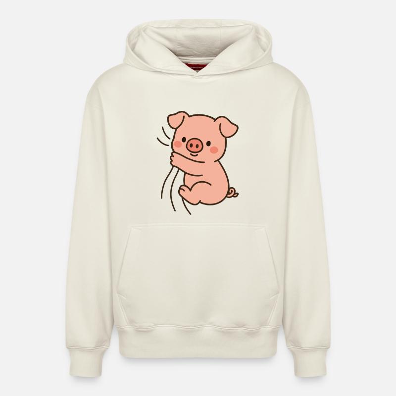 Cher cochon rose - Sweat à capuche unisexe décontracté en coton biologique – de SPREAD - blanc cassé