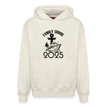 Family cruise 2025 - Relaxed Unisex Organic Hoodie – by SPREAD - off white - Front - AI Model Female 172 dark (172cm) & AI Model Male 178 light (178cm)