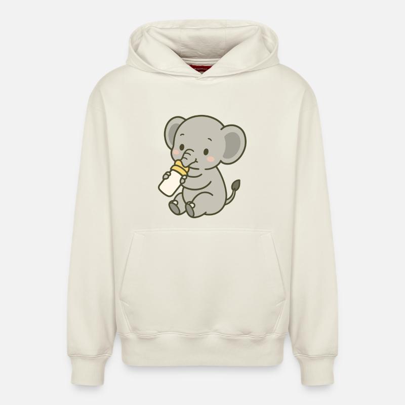 Tiny Trunk Sip - Relaxed Unisex Organic Hoodie – von SPREAD - Naturweiß