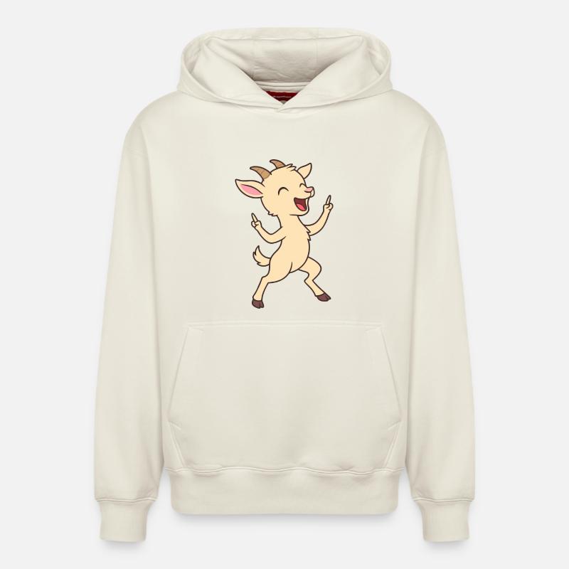 Chevreau dansant chèvre - Sweat à capuche unisexe décontracté en coton biologique – de SPREAD - blanc cassé