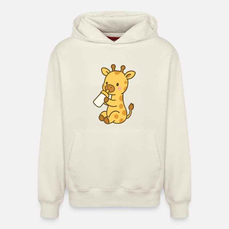 Amour girafe avec bouteille - Sweat à capuche unisexe décontracté en coton biologique – de SPREAD - blanc cassé