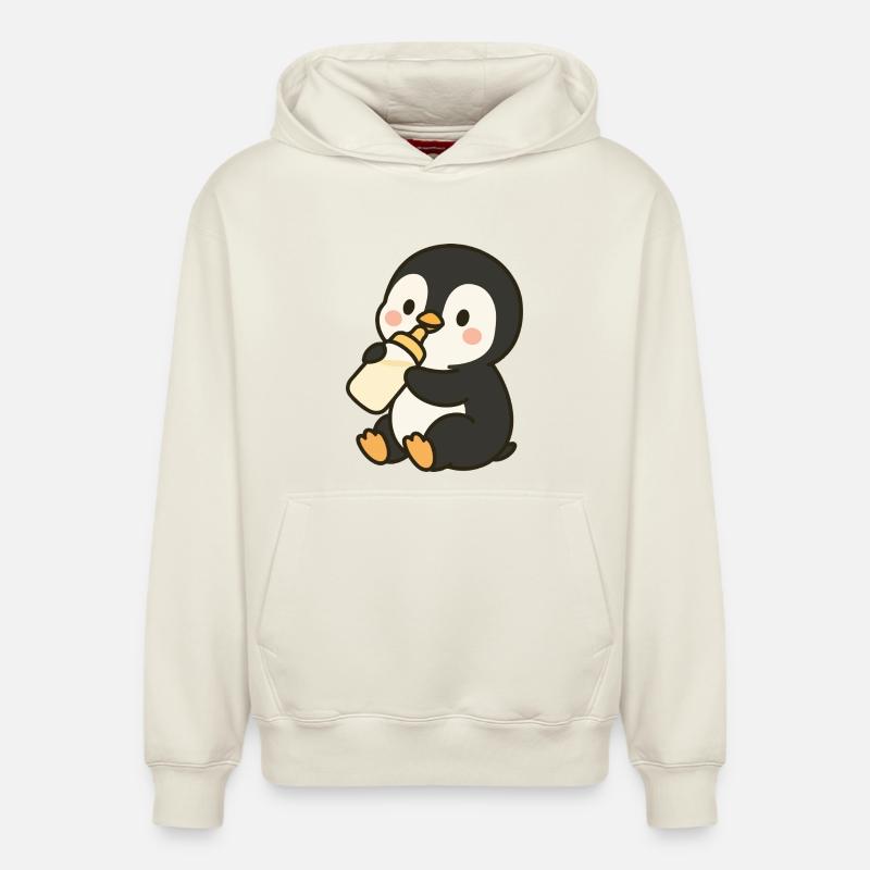 Flacon Pingouin - Sweat à capuche unisexe décontracté en coton biologique – de SPREAD - blanc cassé