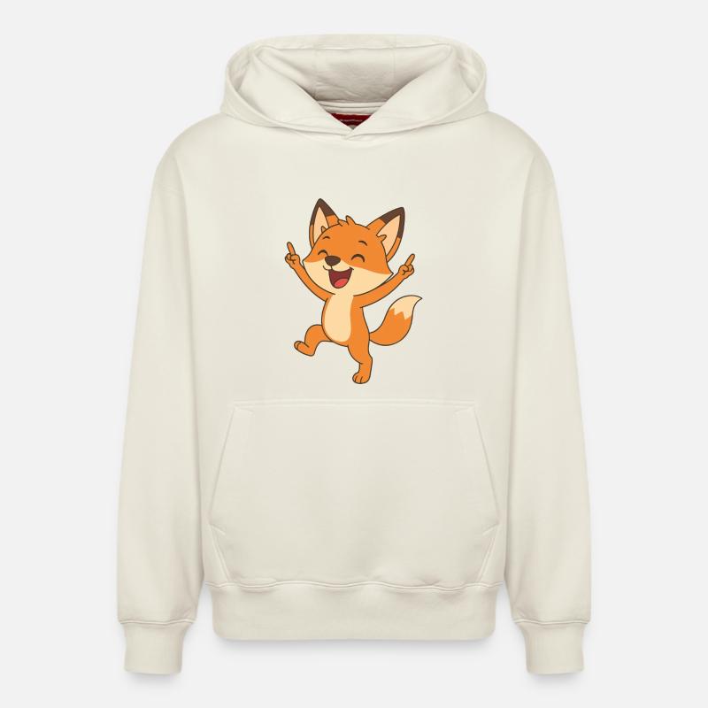 Renard joyeux - Sweat à capuche unisexe décontracté en coton biologique – de SPREAD - blanc cassé