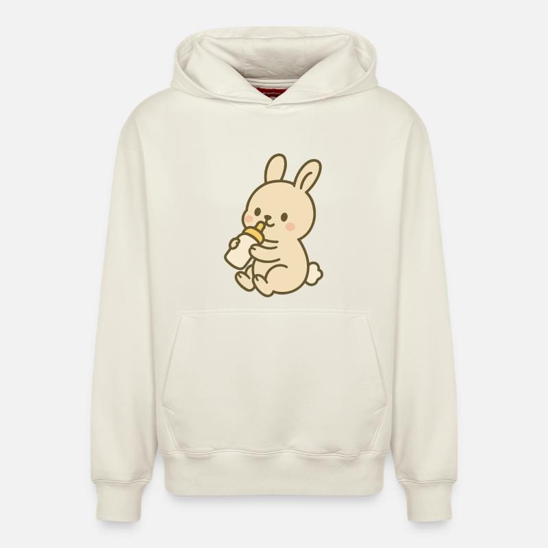 Lapin en flacon - Sweat à capuche unisexe décontracté en coton biologique – de SPREAD - blanc cassé