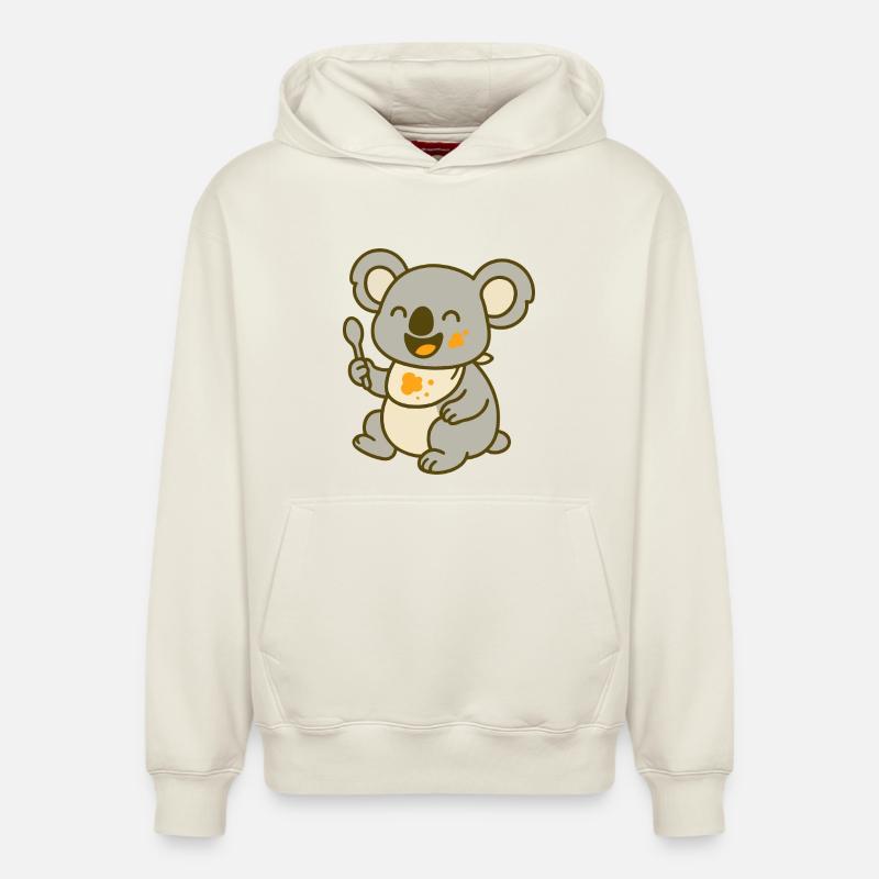 Mignon bébé koala mangeant - Sweat à capuche unisexe décontracté en coton biologique – de SPREAD - blanc cassé