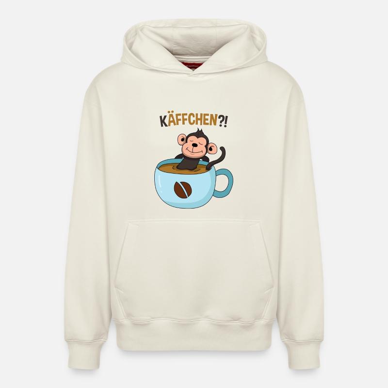 Kaffeepause mit Affe - Relaxed Unisex Organic Hoodie – von SPREAD - Naturweiß