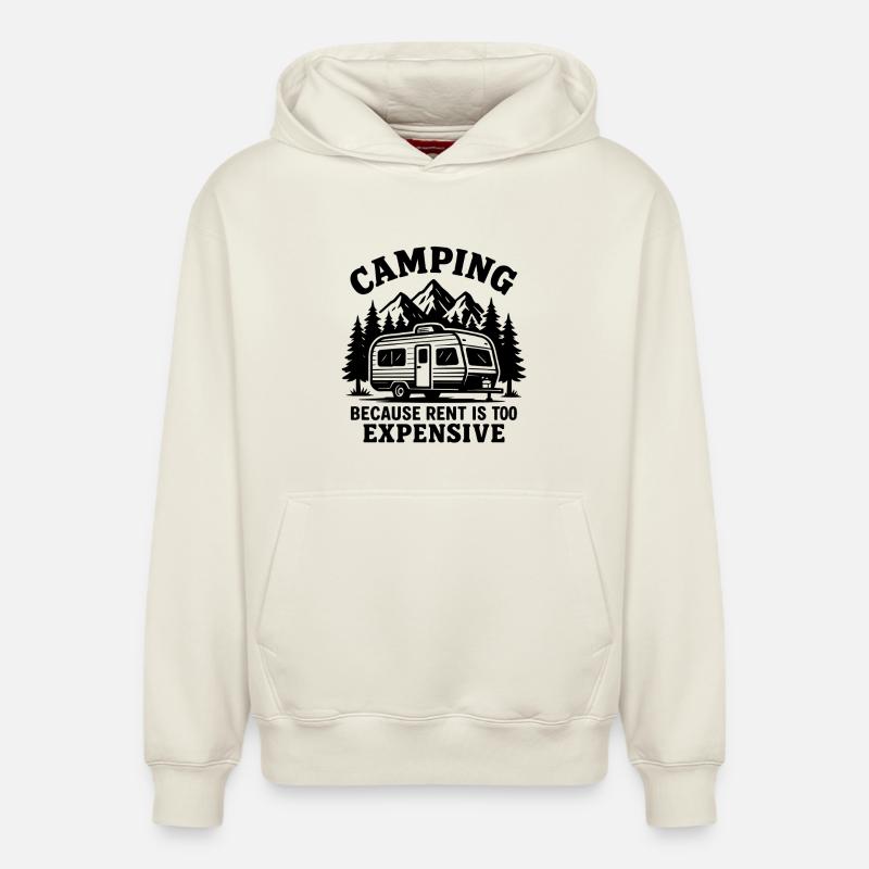 Drôle de campeur disant design - Sweat à capuche unisexe décontracté en coton biologique – de SPREAD - blanc cassé