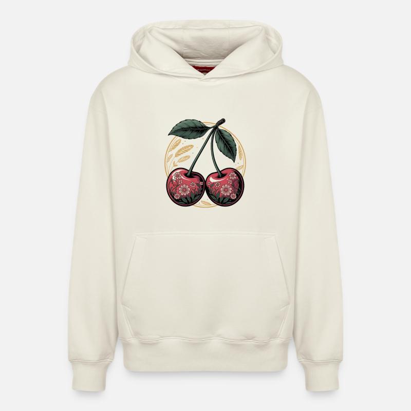 Cerise Artful - Sweat à capuche unisexe décontracté en coton biologique – de SPREAD - blanc cassé